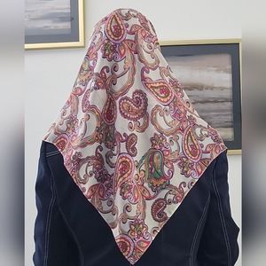 Haute Hijab Chiffon Square Hijab Scarf Paisley Pink